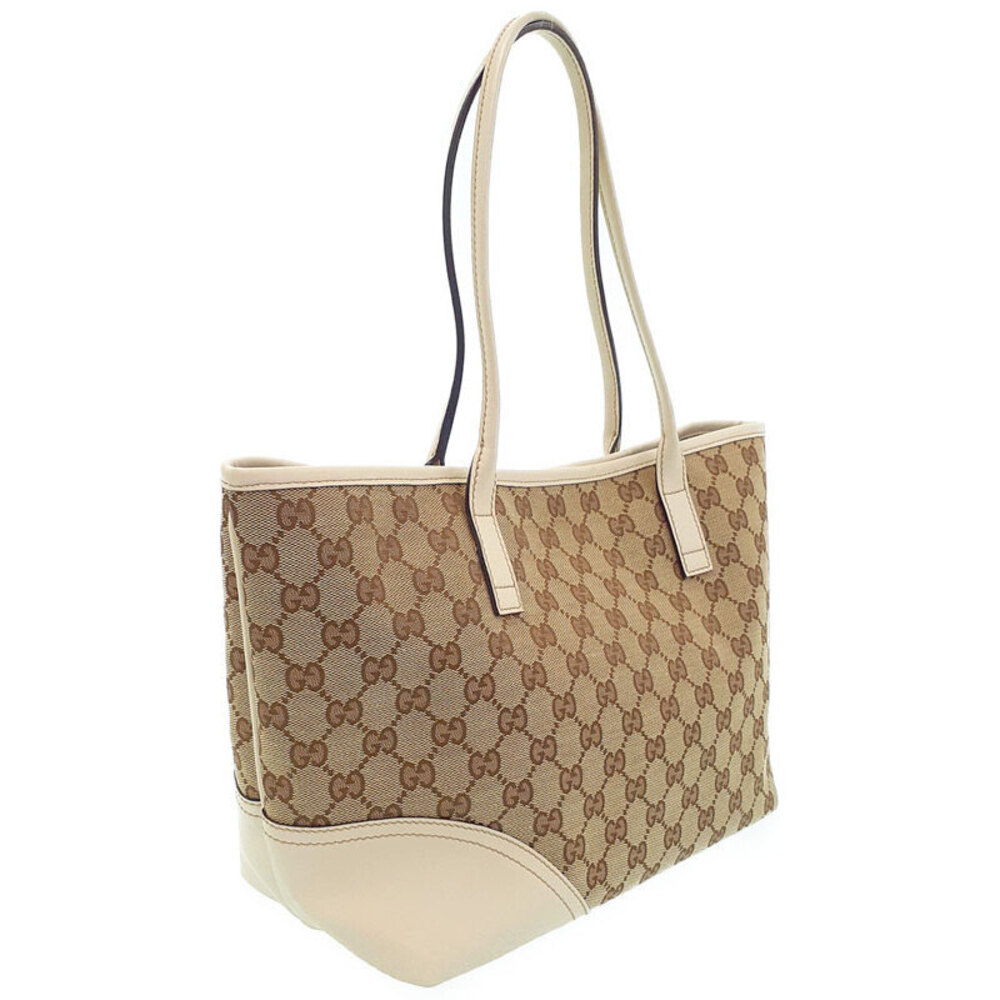 Gucci leather Tote GG Bag Britt brown canvas mocha Canvas monogram